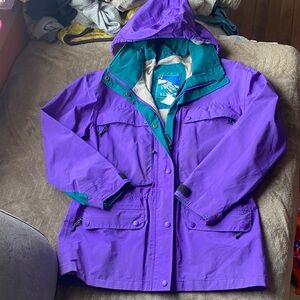 90’s L.L. Bean Purple North Col Women’s Hooded Rain Jacket
